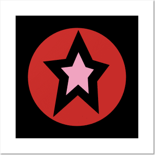 Small Pink Star Red Circle Graphic Posters and Art